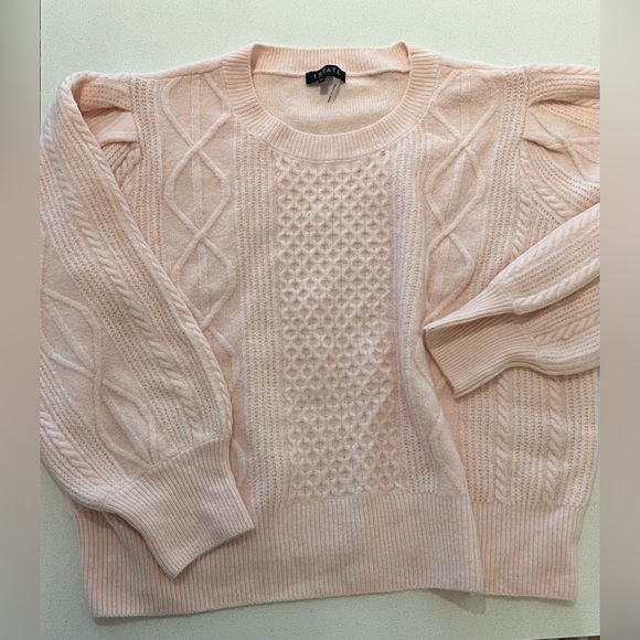 1.State Woman’s Mixed Knit Crewneck Sweater Pink Size XXL - Picture 2 of 2